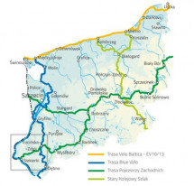 Mapa istniejących i planowanych szlaków rowerowych na terenie zachodniopomorskiego. fot:www.zlocieniec.pl